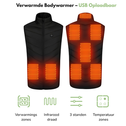 Opvarmet Bodywarmer – Genopladelig – 3 Indstillinger
