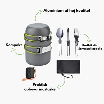 Kogegrejssæt i aluminium - Sammenklappeligt bestik - Campingsæt