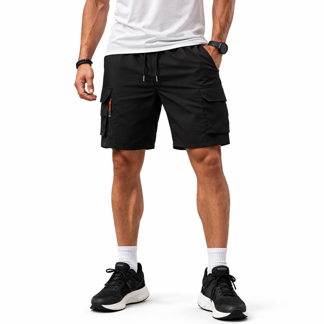 Herre cargoshorts – løs pasform – lynlåslommer