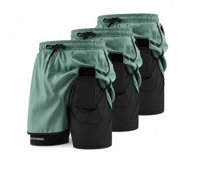 Herre 2-i-1 sportshorts – hurtigttørrende & komfortable 3 Pak