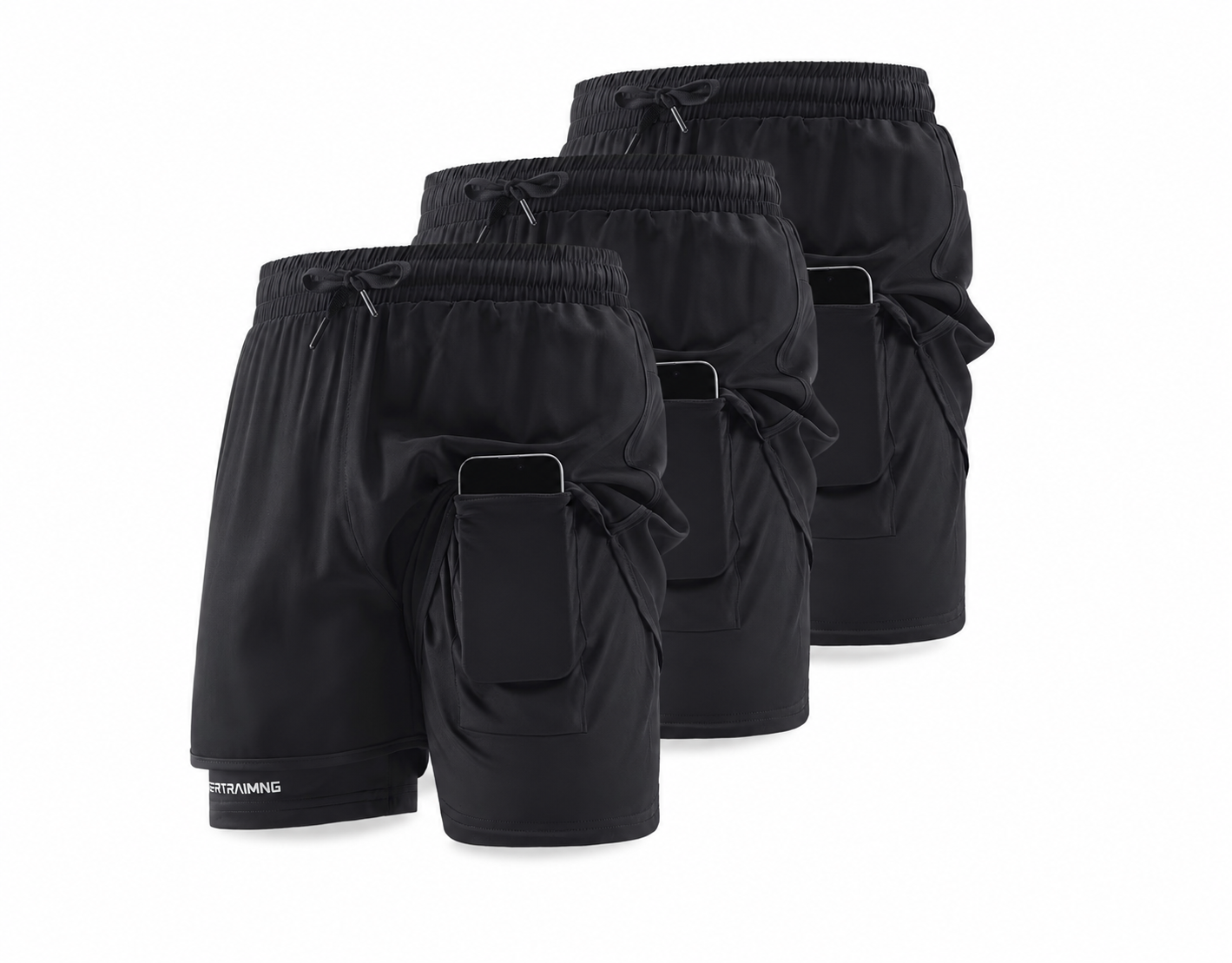 Herre 2-i-1 sportshorts – hurtigttørrende & komfortable 3 Pak