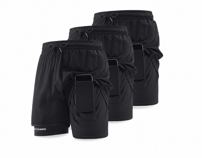 Herre 2-i-1 sportshorts – hurtigttørrende & komfortable 3 Pak