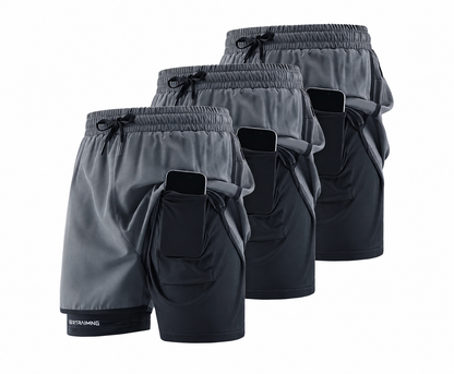 Herre 2-i-1 sportshorts – hurtigttørrende & komfortable 3 Pak