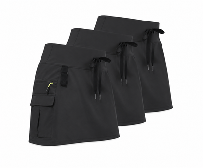Dame Cargo Skort – Høj Talje – Indbygget Indershorts- 3 Pak