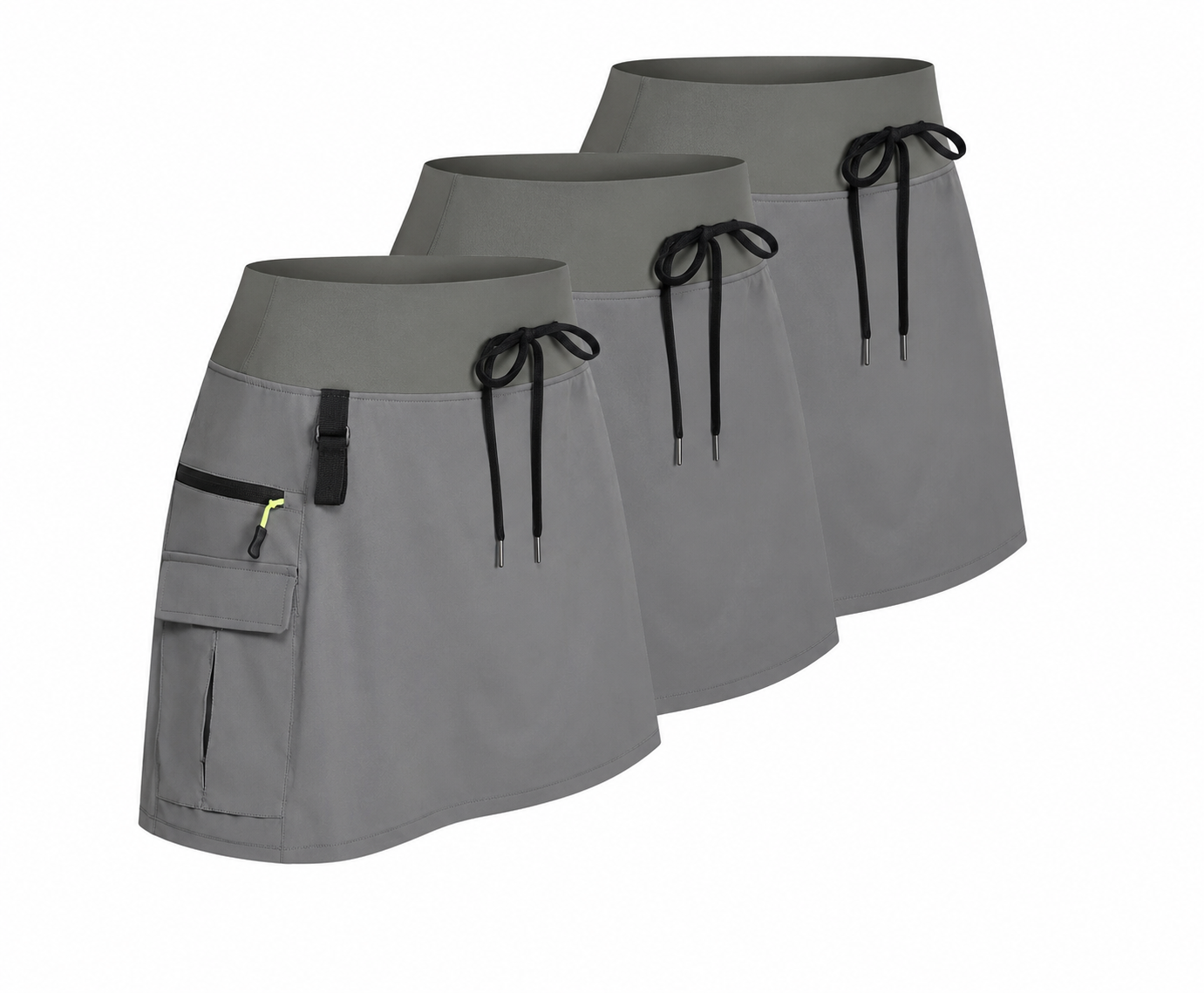Dame Cargo Skort – Høj Talje – Indbygget Indershorts- 3 Pak