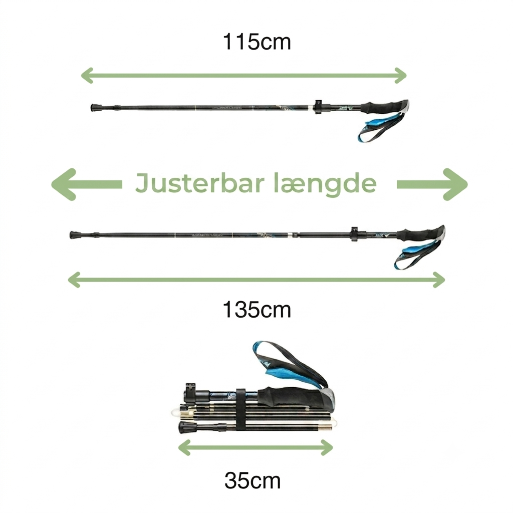 Vandrestave Ultralet – Justerbare med Anti-Shock og Wolframspids