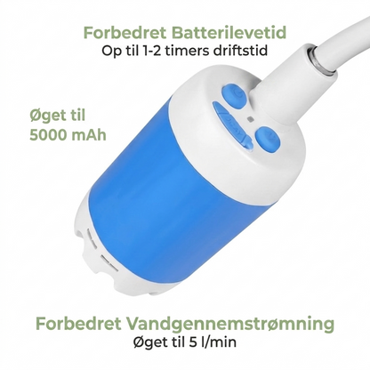 Bærbar Campingbruser Pumpe 5000mAh – Genopladelig – Komplet Sæt