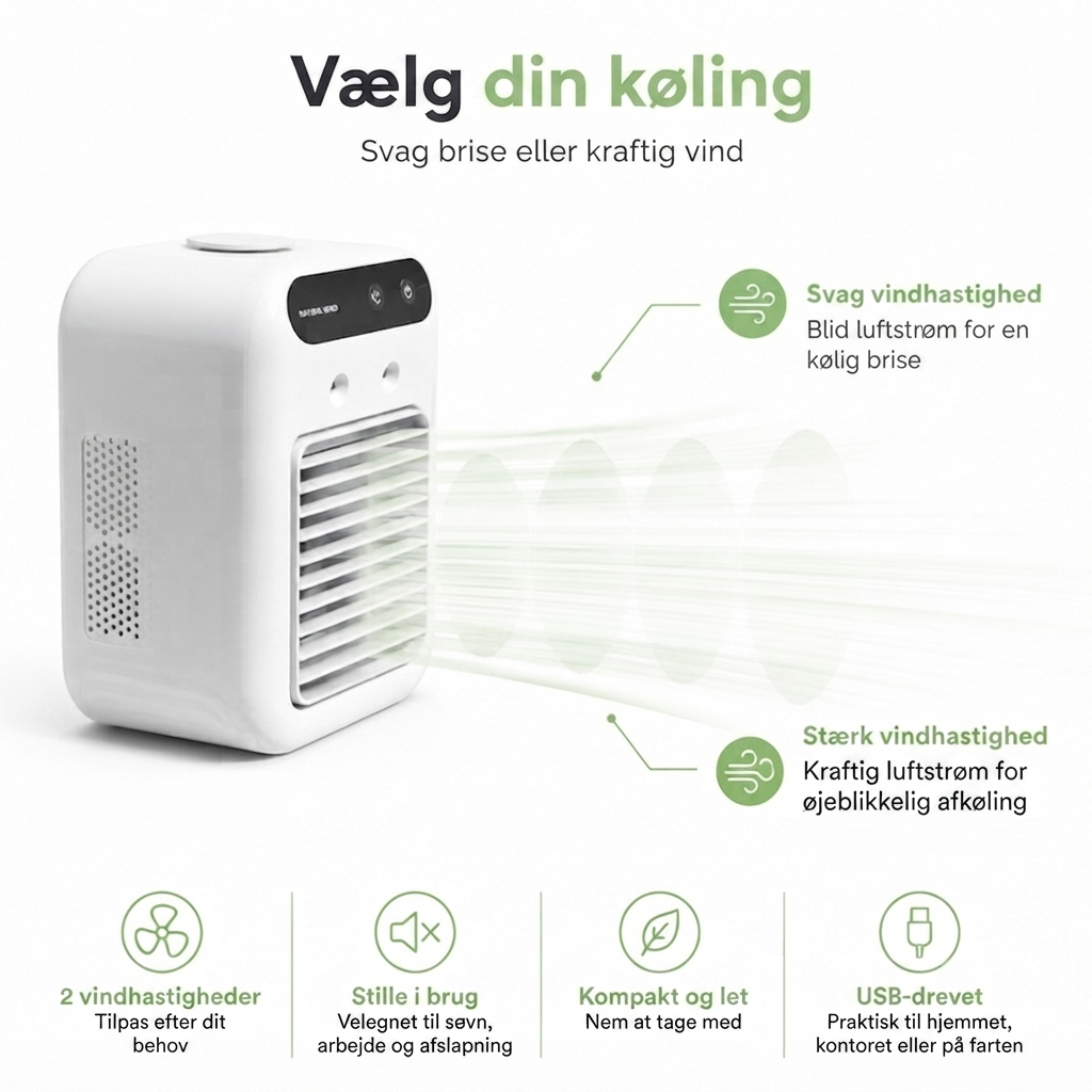 Bærbar Aircondition - Luftkøler - Køling til Varme Sommerdage