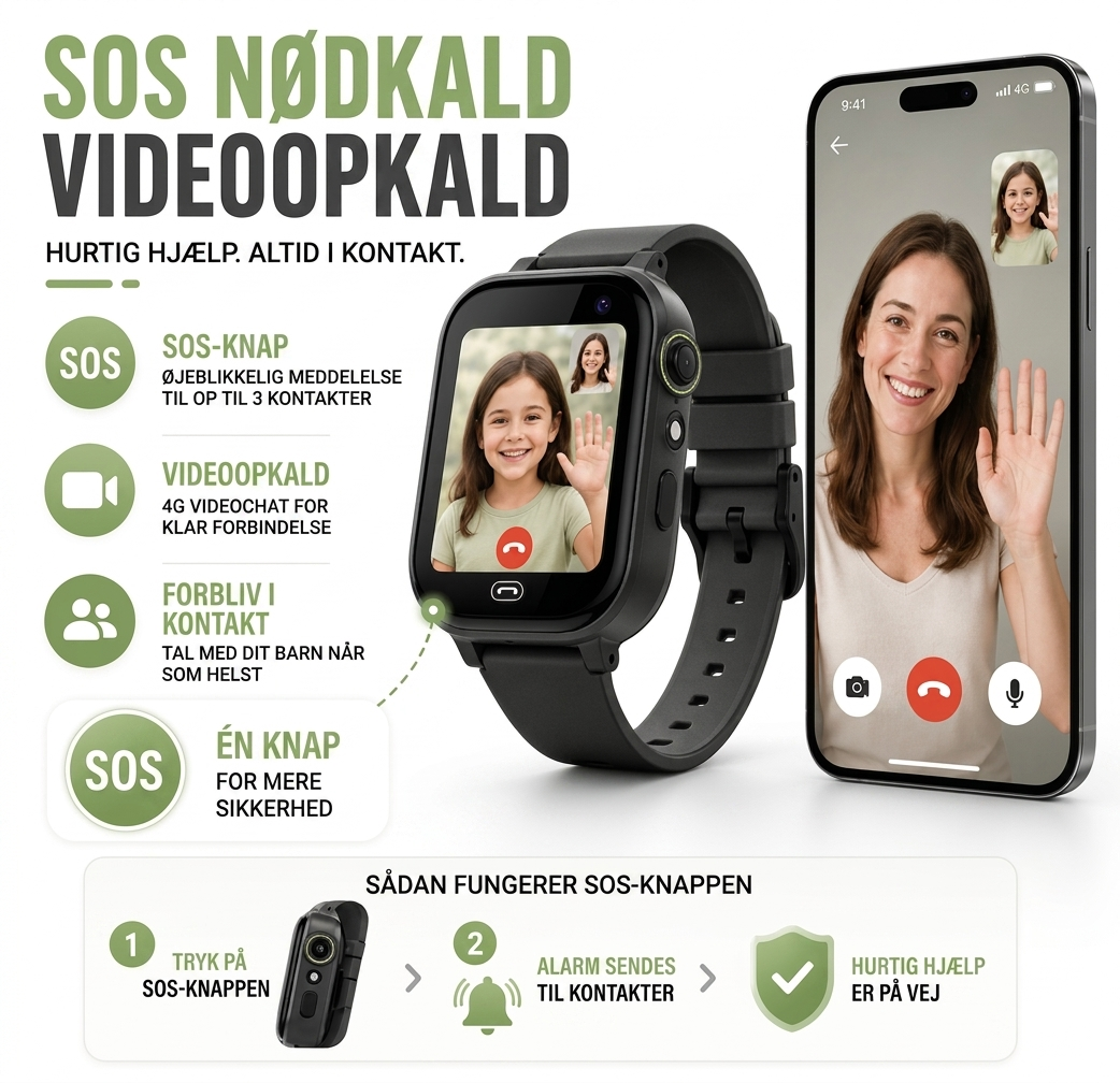 Børnesmartwatch med GPS-lokation, Videoopkald & SOS – SafeTrack Watch