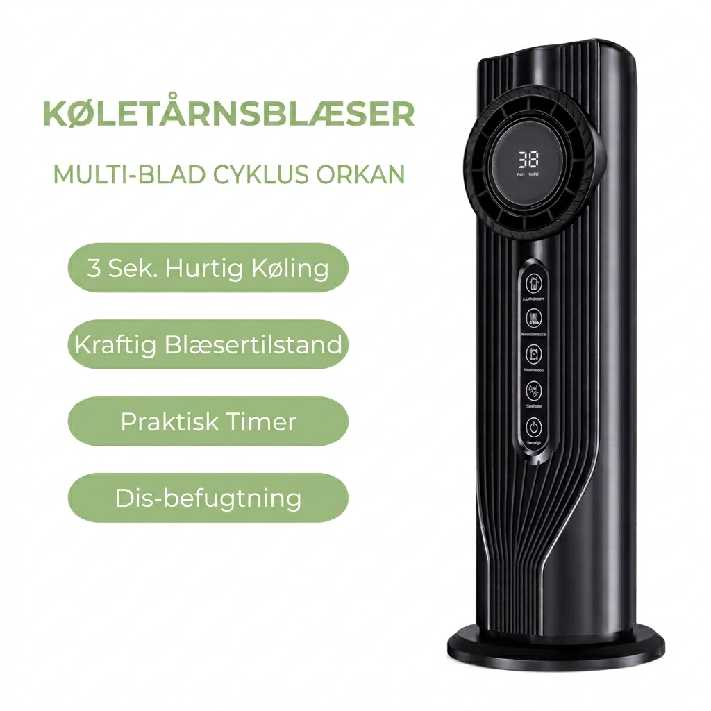 Tårnventilator & Luftfugter – USB, 6 Hastigheder & 6-Timers Timer