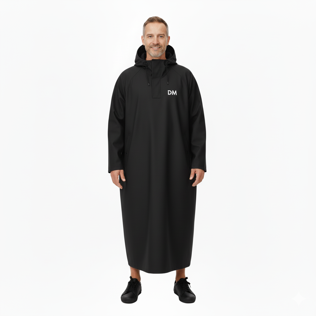 Unisex Regnponcho – Vandtæt med Hætte – Lang Jakke