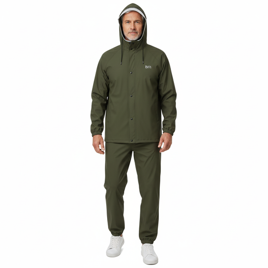 Herre Regnsæt – Vandtæt Jakke – Med Hætte Sæt