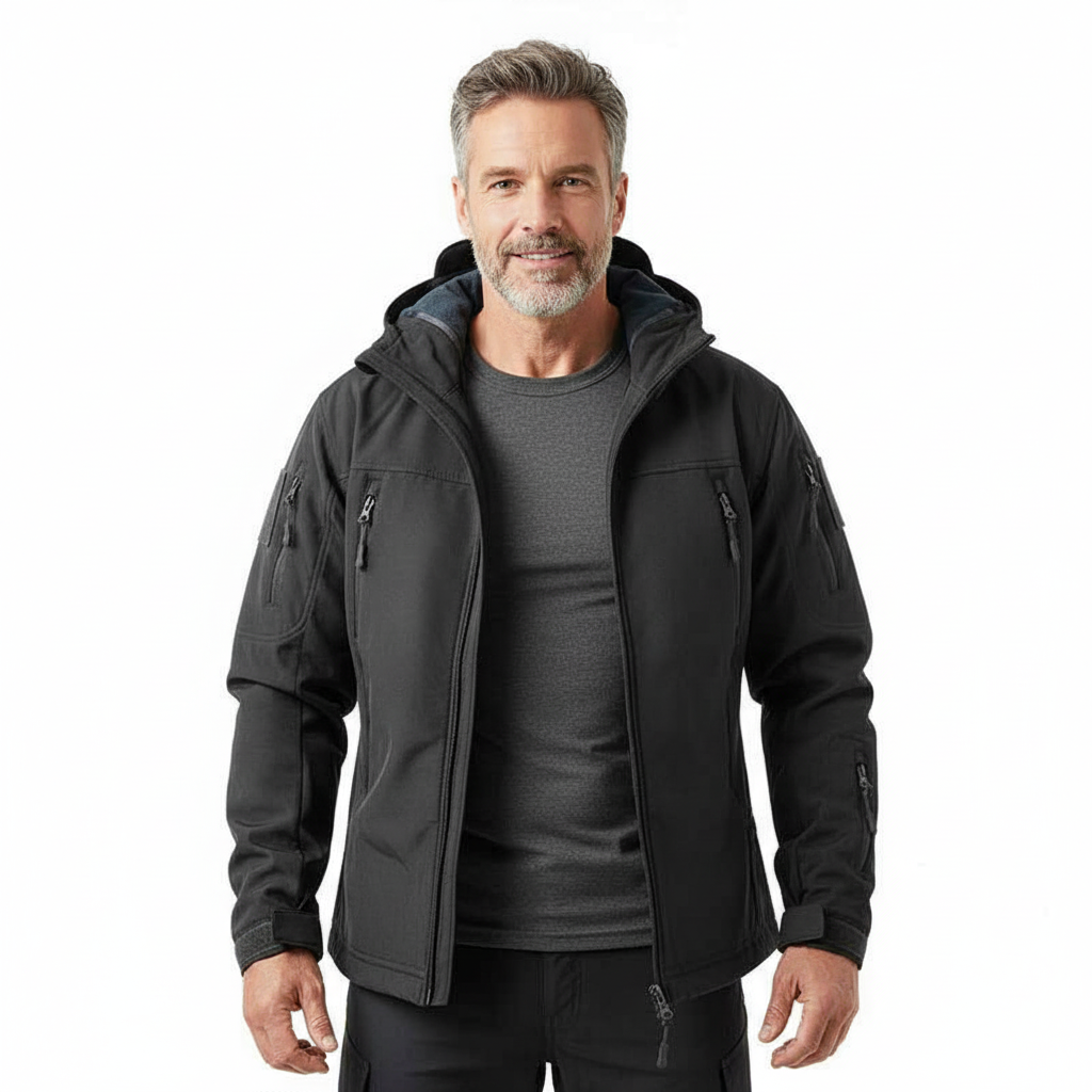 Herre Taktisk Jakke – Vandtæt Softshell – Med Hætte