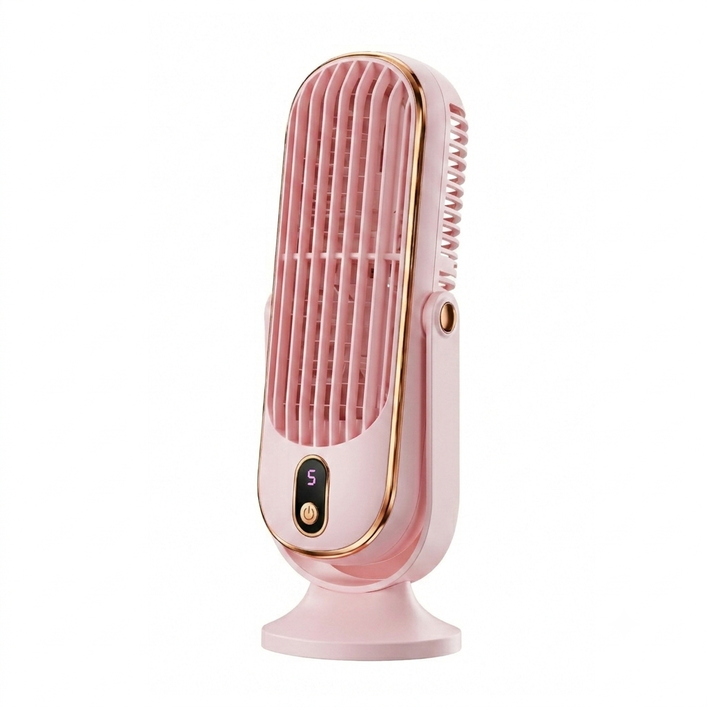 Bærbar Ventilator & Luftkøler – USB-Genopladelig, 5 Hastigheder & 720° Køling