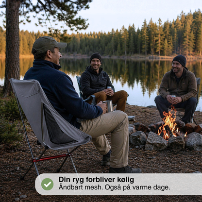 Ultralet foldbar campingstol – høj ryg, bærbar udendørs stol