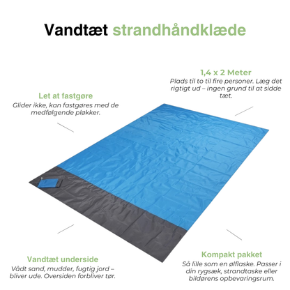 Vandtæt strandhåndklæde picnic-tæppe – letvægts, foldbart udendørs underlag