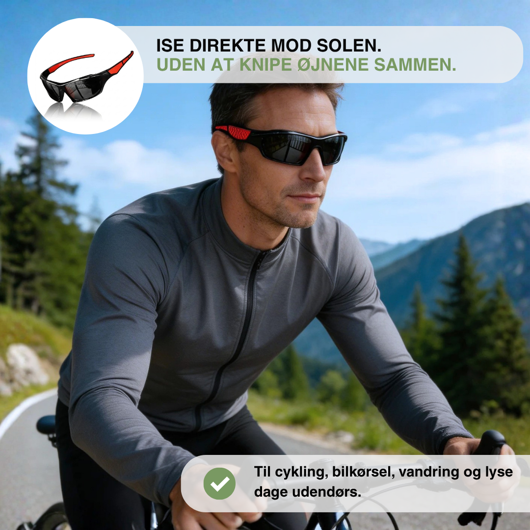 Polariseret sportsbrille UV400 – HD-linser, ultralet