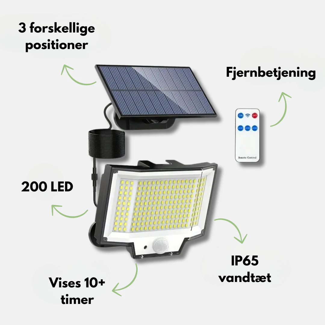 OutdoorHaven | Udendørs Solcellelampe Med Bevægelsessensor - 200 LED