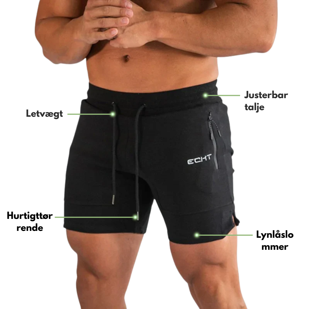Herre sportshorts – lynlåslommer & hurtigttørrende – træning