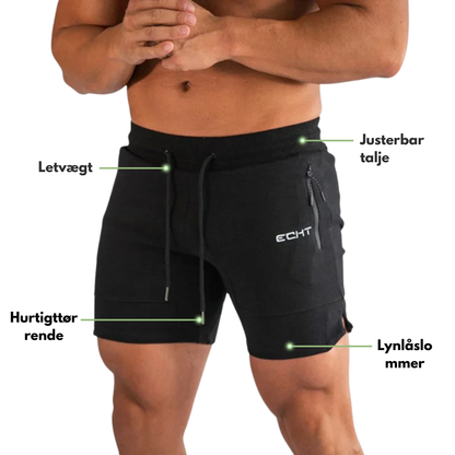 Herre sportshorts – lynlåslommer & hurtigttørrende – træning