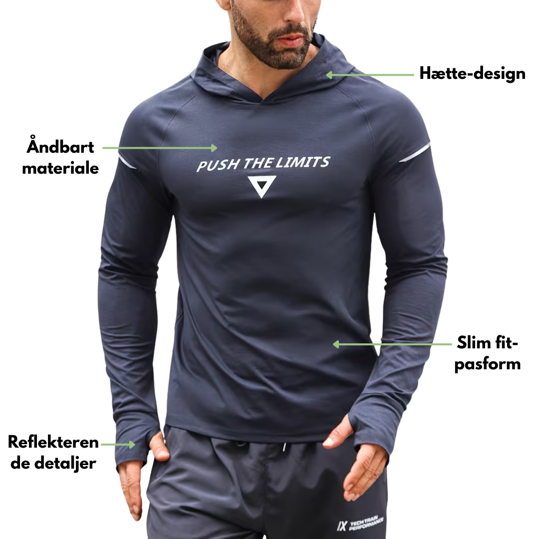 Herre reflekterende sportshoodie – slim fit – langærmet