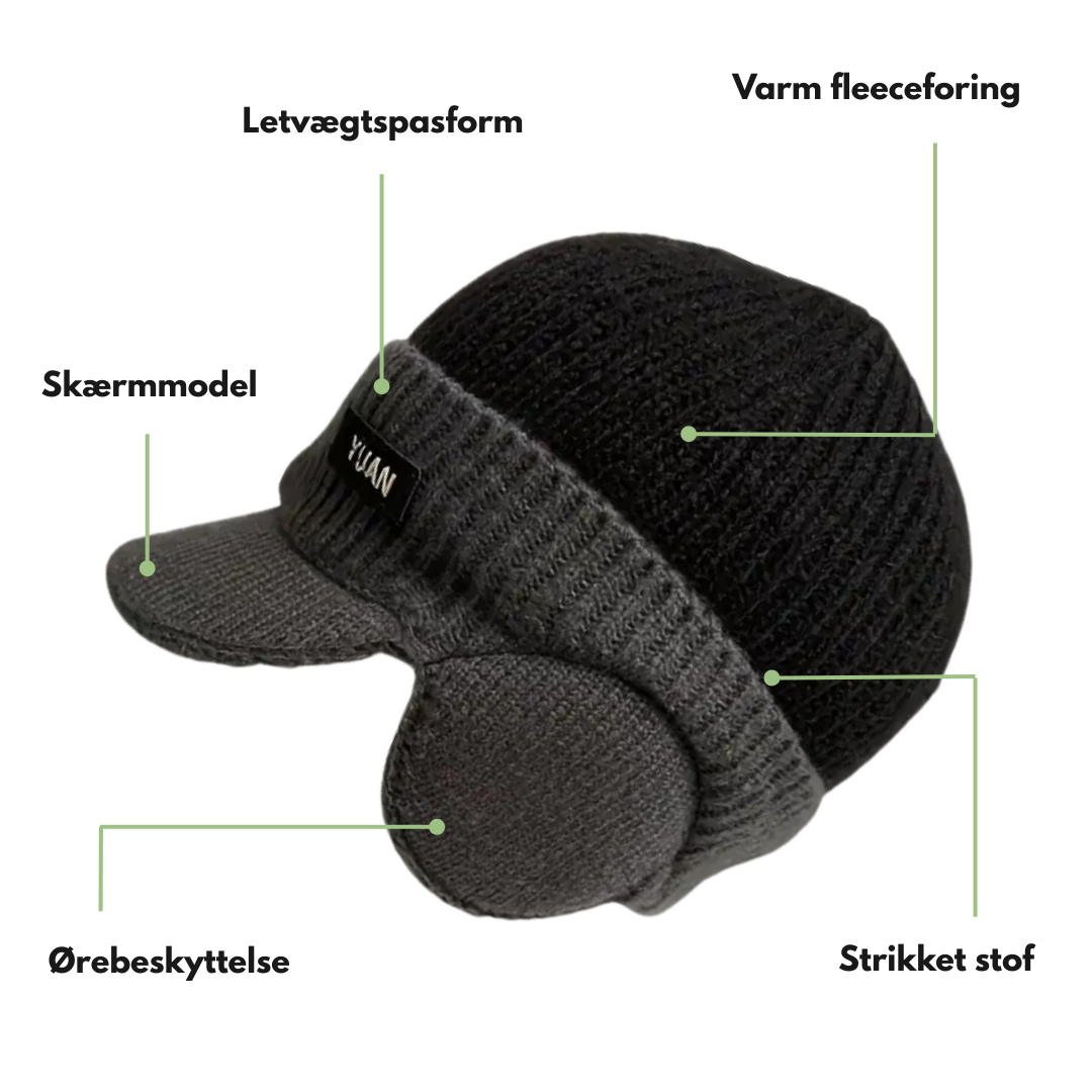 Vinterstrikket Hue – Varm Fleece – Ørebeskyttelse