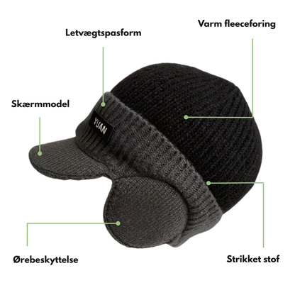 Vinterstrikket Hue – Varm Fleece – Ørebeskyttelse