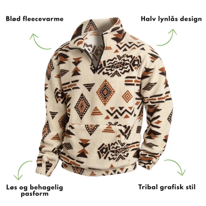 Herre Fleecegenser – Løs Passform – Tribal Print