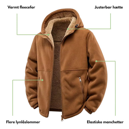 Herre Vinterjakke – Fleece – Fuld Lynlås med Hætte
