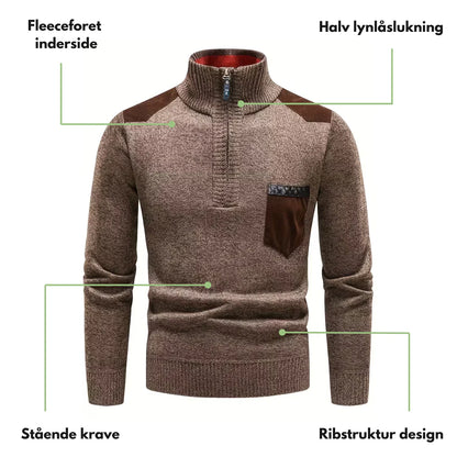 Herre Vintergenser – Halvhøy Hals – Strikket & Fleeceforet