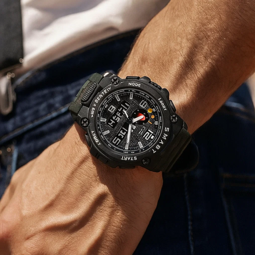 Herre Outdoor Ur med Kompas – Survival, Sport & Bjergture