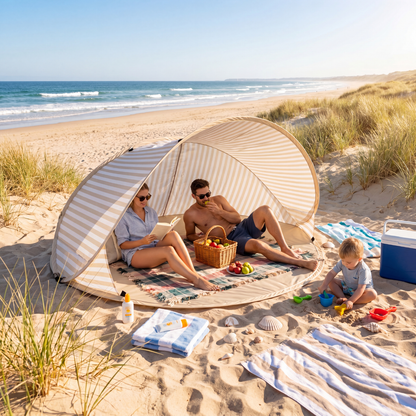 Pop-Up Strandtelt til 2 Personer – Klar på Få Sekunder & UV-Beskyttende