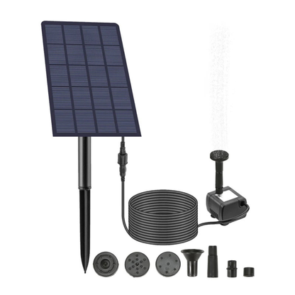 Solardrevet Fontænesæt – 6-i-1 Damppumpe – Trådløs