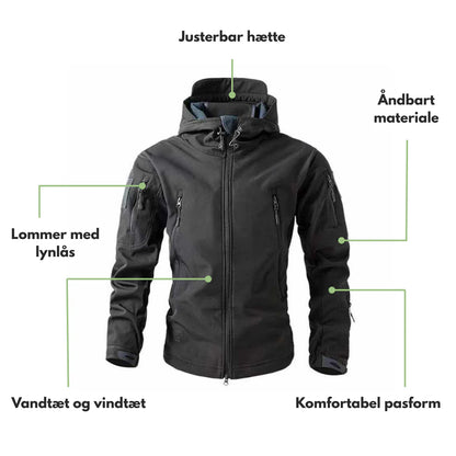 Herre Taktisk Jakke – Vandtæt Softshell – Med Hætte