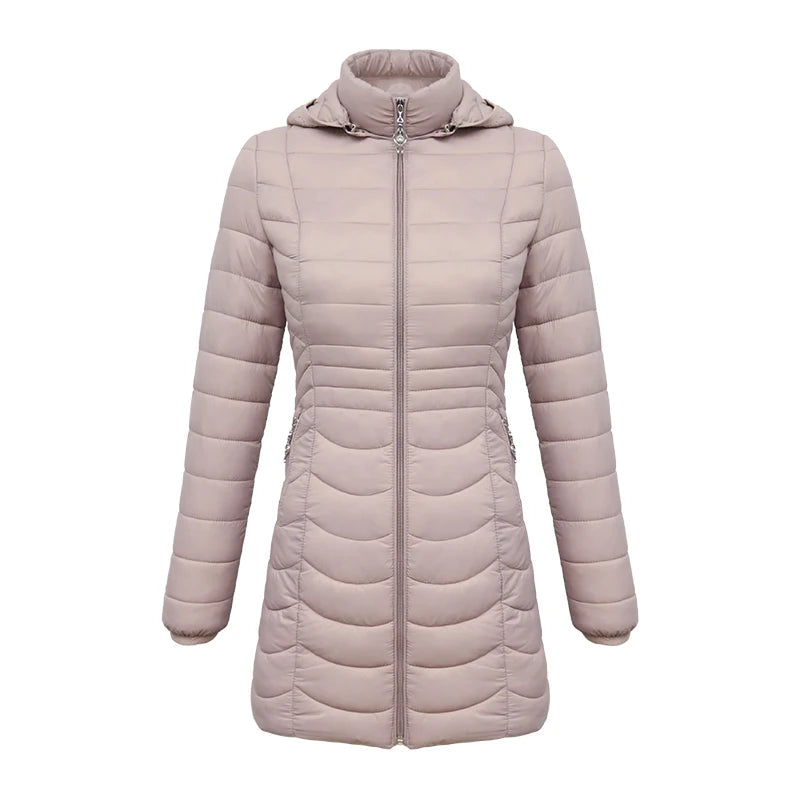 Parka jakke dame pink på model