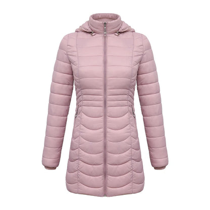 Parka jakke dame detalje af trykknapper på hætte