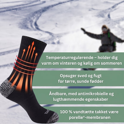 Vandtæt sok – temperaturregulerende, åndbar, med membran