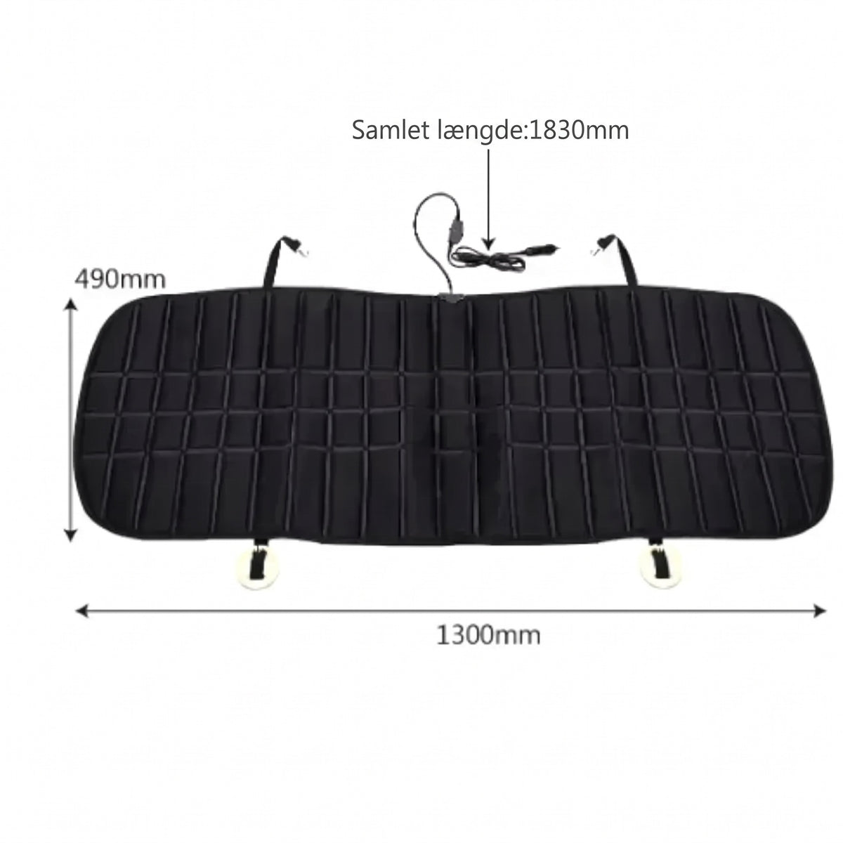 Sædevarme bil mål – 490 x 1300 mm, samlet ledningslængde 1830 mm