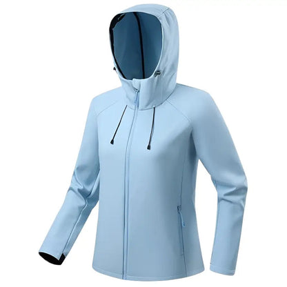 Softshell jakke dame med hætte oppe