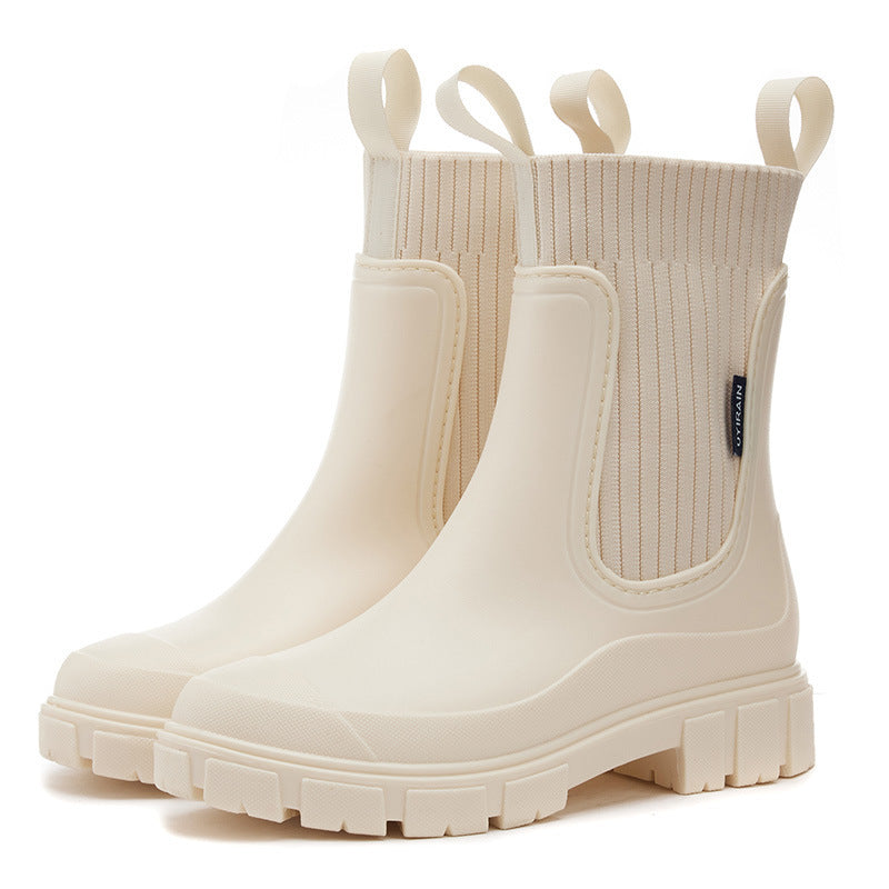 Gummistøvler dame i chelsea-look, farve beige