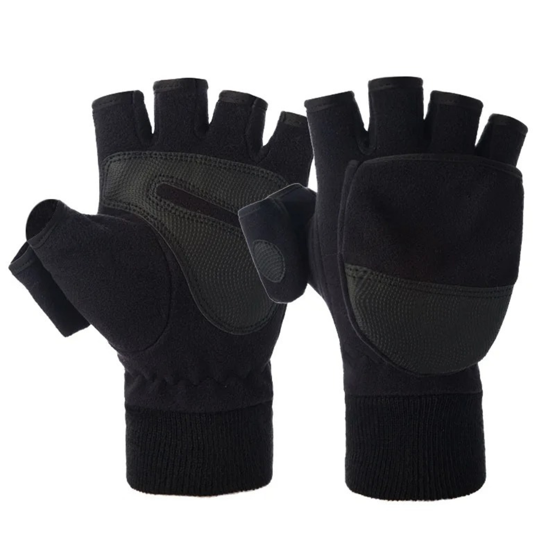 Vinterhandsker sort par side om side