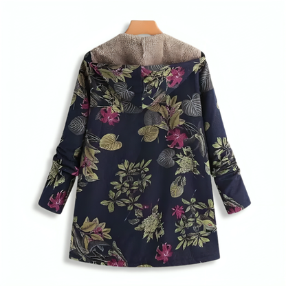 Vinterjakke dame i hvid/rosa set ovenfra