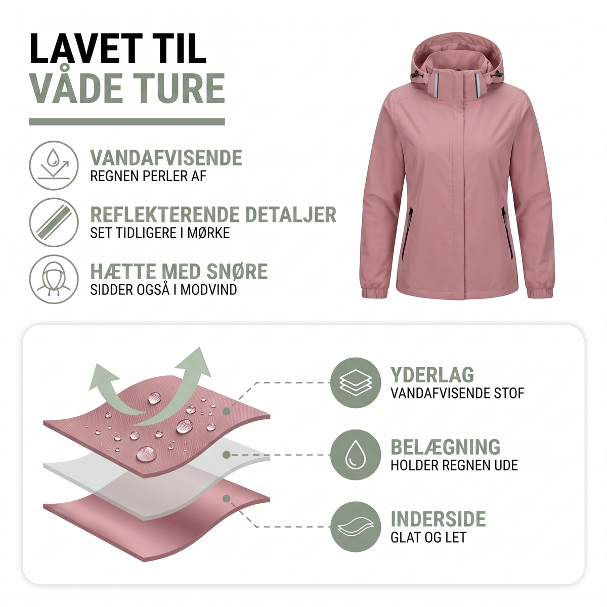 Cykeljakke dame set forfra i sort