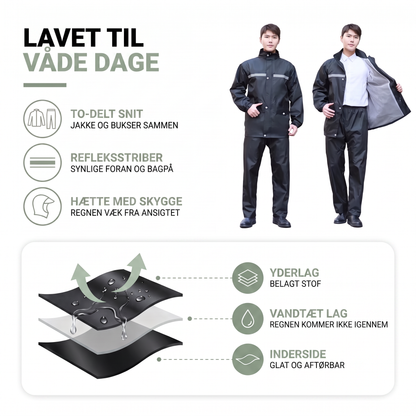 Regntøj herre med hætte og klar skygge