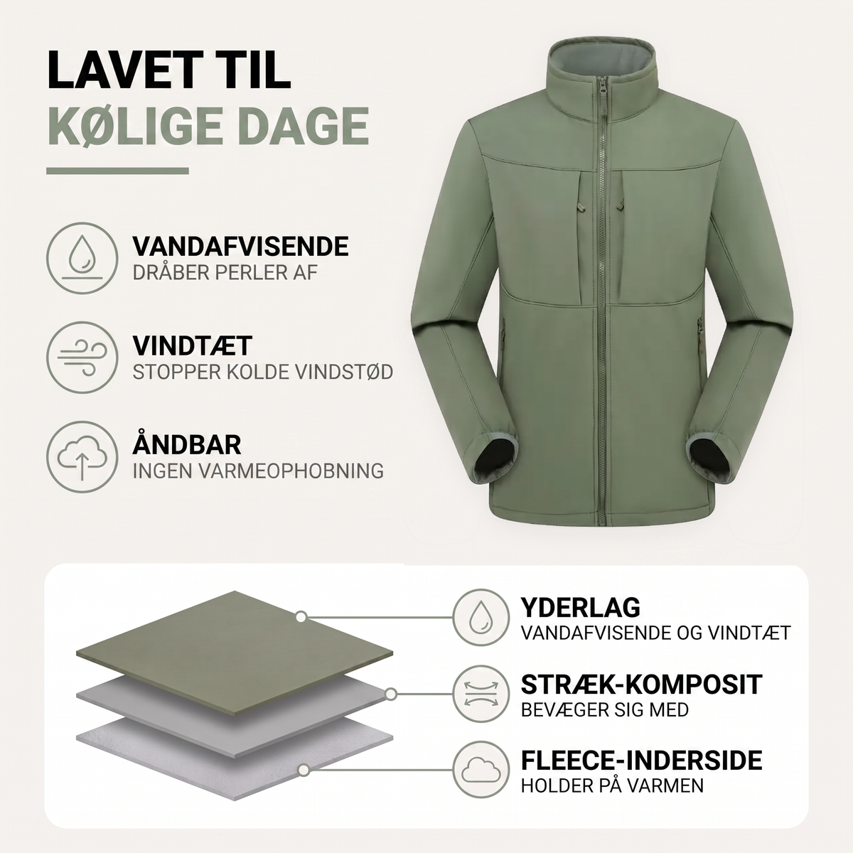Overgangsjakke herre i grå set forfra