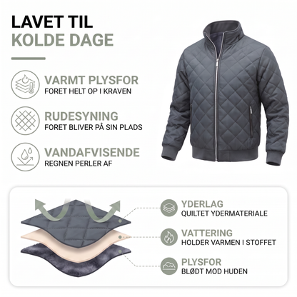 Vinterjakke herre i grå set forfra
