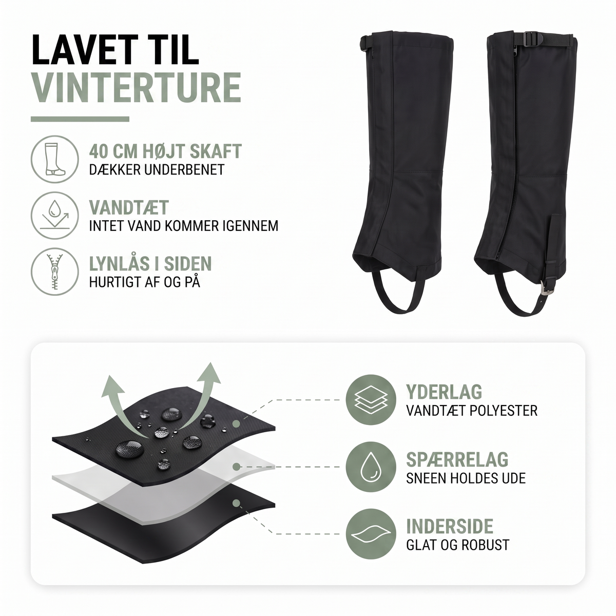 Gamacher til vandring med lynlås i detalje