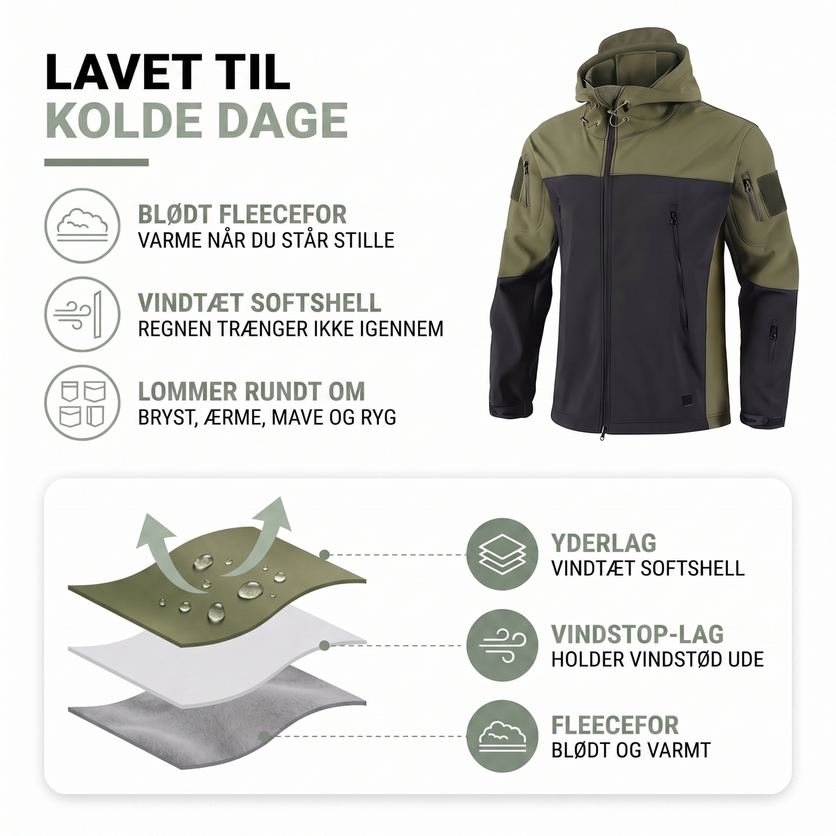 Softshell jakke herre grå set forfra