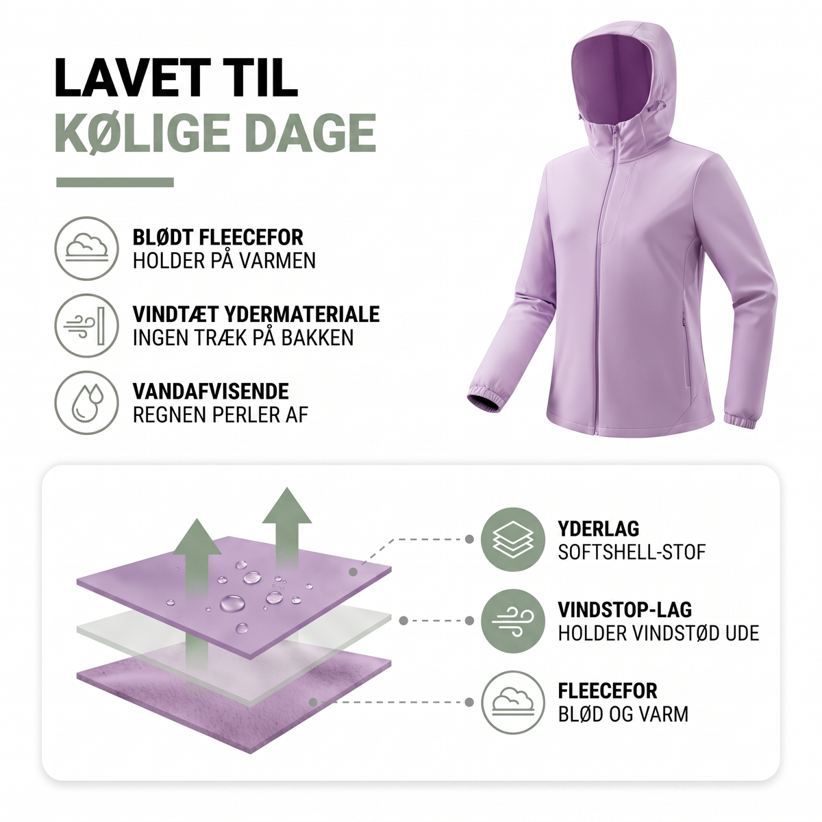 Overgangsjakke dame i mørkerosa set forfra