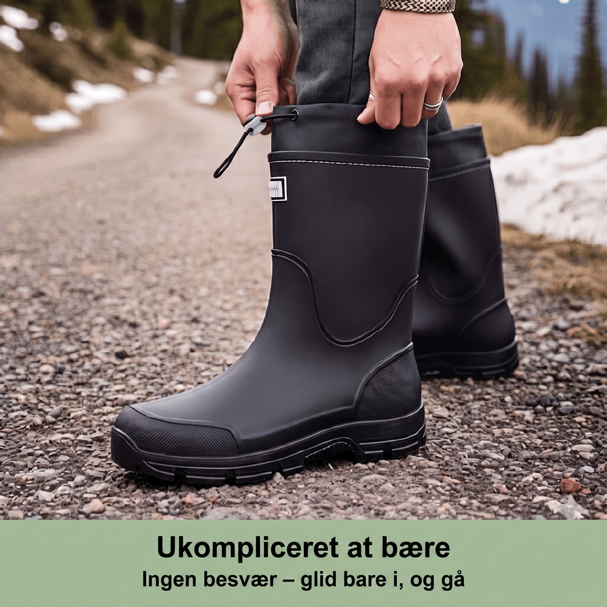 Gummistøvler dame og herre sort set bagfra